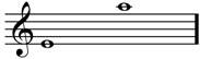 Treble clef with whole notes E4 and A5.